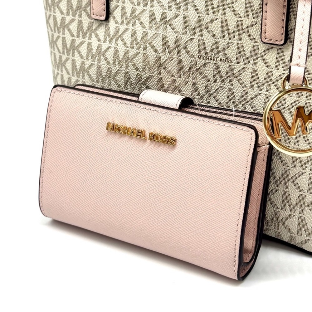 Michael Kors Jet Set Travel XS Logo Top-Zip Tote Bag & Matching Bifold Wallet - Picture 11 of 13